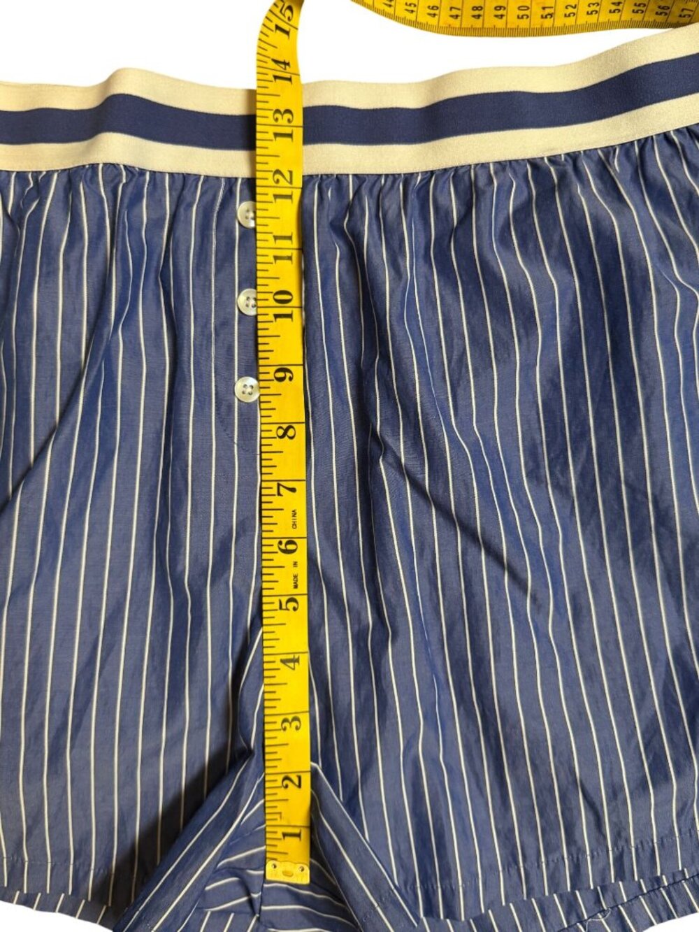 Caroline Constas Womens Blue White Stripe Pajama Top & Shorts Set Size L - Picture 10 of 12